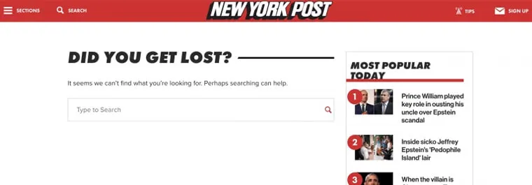 New York Post 404 page