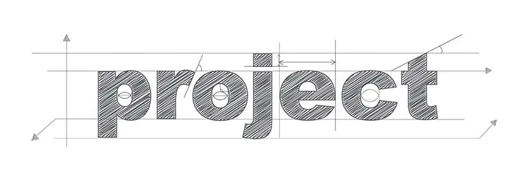 Grafika przedstawiająca szkic słowa project